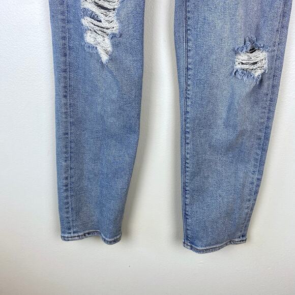 American Eagle Mom Jeans Distressed Medium Wash High Rise Stretch Size 4 Regular - Picture 5 of 13